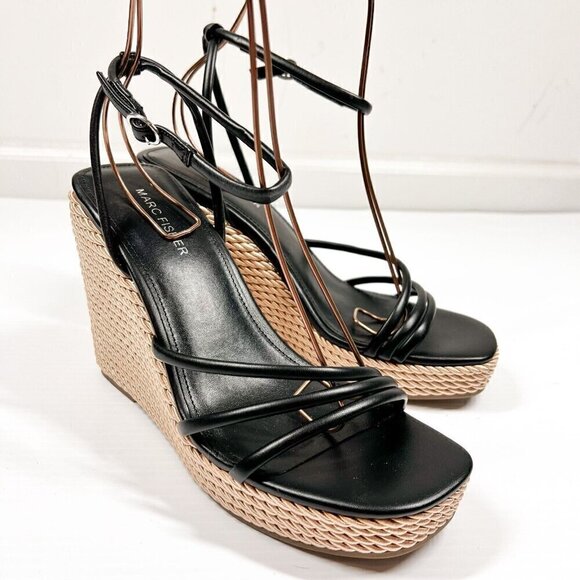 Marc Fisher Womens Size 10M Zeki Strappy Ankle Strap Wedge Heels Shoes BHFO 5777 - Picture 6 of 13